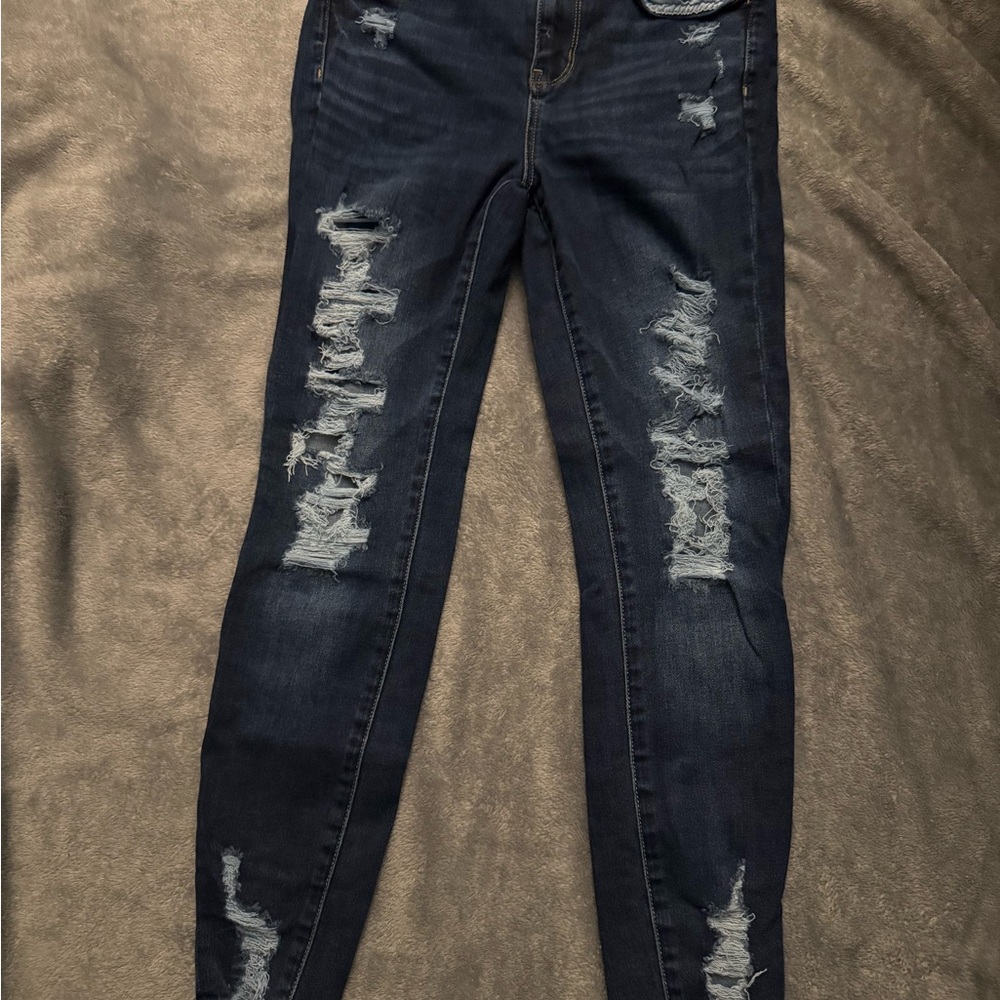 Distressed Dark Skinny Jeans